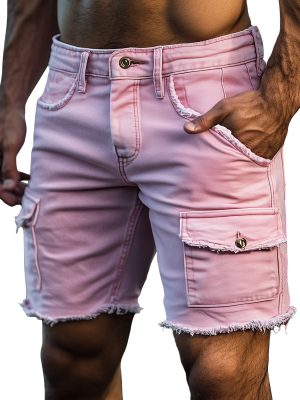 Retro Pink Denim Cargo Shorts for Women – Fast 24-Hour Shipping, Fashionable Summer Short Pants