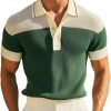 Contrast Color Knit Polo Shirt for Men – Short Sleeve, Quick Ship (24-Hour Dispatch)