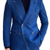 Men's Double-Breasted Denim Blazer with 3 Pockets & Notched Lapel – Fast 24-Hour Shipping
