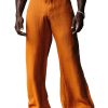Men's Orange Cotton-Linen Wide Leg Pants - Fast 24-Hour Shipping
