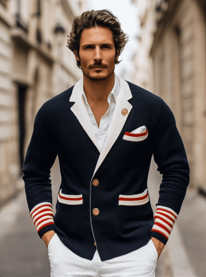 British Style Contrast Color Knitted Cardigan – Fast 24-Hour Shipping