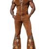 Men's Vintage Western Suede Jumpsuit with Embroidered Detail – Retro Cowboy One-Piece Outfit