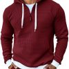 Men's Waffle-Knit Casual Hoodie – Soft Cotton Blend Pullover Sweatshirt for Everyday Wear