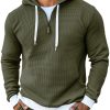 Men's Casual Contrast Color Waffle-Knit Hoodie – Soft Textured Pullover Sweatshirt