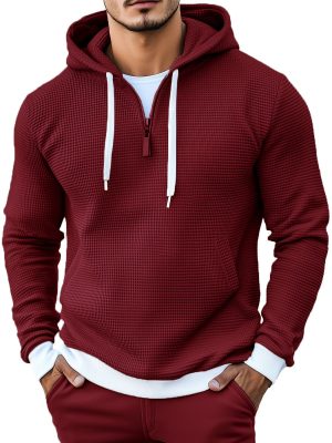 Stylish Waffle Knit Long Sleeve Hoodie – Fast 24-Hour Shipping