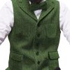 Men's Herringbone Tweed Vest – Single-Breasted Pocket Suit Waistcoat for Formal & Vintage Style