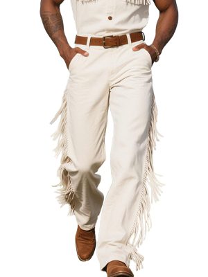 Men's Western Sleeveless Jumpsuit with Fringe Detail – Fast 24-Hour Shipping