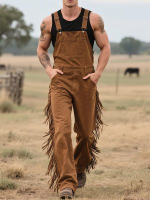 Men's Western Tassel Overalls - Fast 24-Hour Shipping