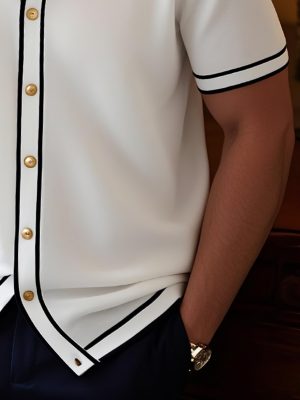 Contrast Trim Short Sleeve Shirt – Fast 24-Hour Shipping Men's Casual Top