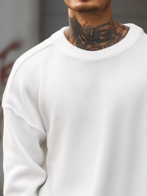 Men's Casual Loose-Fit Solid Sweater – Fast 24-Hour Shipping