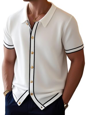 Contrast Trim Short Sleeve Shirt – Fast 24-Hour Shipping Men's Casual Top