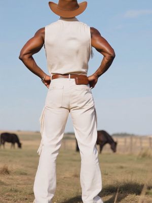 Men's Western Sleeveless Jumpsuit with Fringe Detail – Fast 24-Hour Shipping