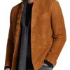 Men's Vintage Suede Blazer with Stand Collar & Functional Pockets – Fast 24-Hour Shipping