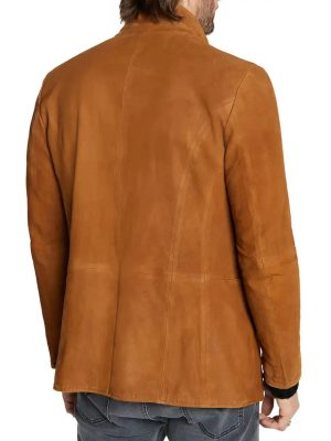 Men's Vintage Suede Blazer with Stand Collar & Functional Pockets – Fast 24-Hour Shipping
