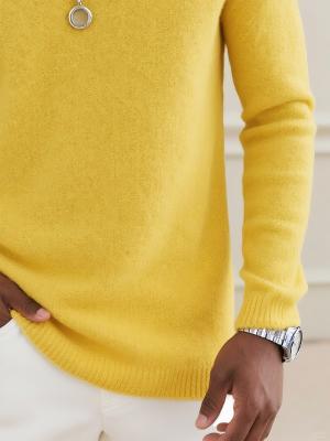 Yellow Long Sleeve Round Neck Sweater for Women – Minimalist Fashion Knit Pullover