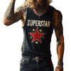 Men's Retro SUPERSTAR Printed Tank Top - Casual Crew Neck Sleeveless Top with 24-Hour Shipping