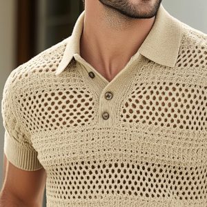 Men's Summer Short Sleeve Polo T-Shirt with Breathable Wool Blend – Fast 24-Hour Shipping