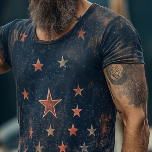 Men's Retro Star Universe Graphic T-Shirt - Casual Short Sleeve Round Neck Tee with 24-Hour Shipping