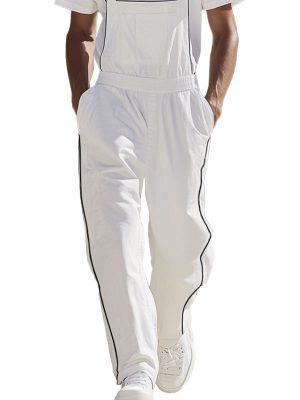 Men's White Cotton Wide Leg Overalls – Fast 24-Hour Shipping, Casual Summer Workwear