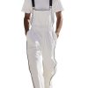 Men's White Cotton Wide Leg Overalls – Fast 24-Hour Shipping, Casual Summer Workwear