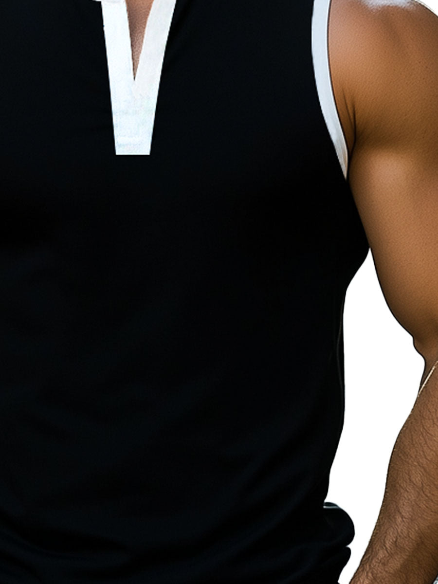 Men's V-Neck Contrast Color Tank Top – Fast 24-Hour Shipping