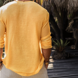Men's Cotton-Linen Blend Casual T-Shirt - Loose Fit, Long Sleeve, Round Neck - Fast 24-Hour Shipping (MTA1461C1M)
