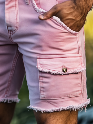 Retro Pink Denim Cargo Shorts for Women – Fast 24-Hour Shipping, Fashionable Summer Short Pants