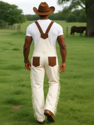 Men's Western Embroidered Jumpsuit with Contrast Panels – Fast 24-Hour Shipping