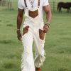 Men's Western Embroidered Jumpsuit with Contrast Panels – Fast 24-Hour Shipping