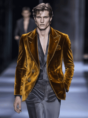 British Style Velvet Blazer for Men – Two-Button Casual Lapel Jacket with 24-Hour Shipping