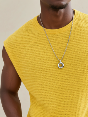Yellow Waffle Knit Tank Top for Women – Wide Shoulder Casual Top with 24-Hour Shipping