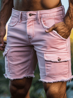 Retro Pink Denim Cargo Shorts for Women – Fast 24-Hour Shipping, Fashionable Summer Short Pants
