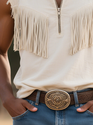 Vintage Western-Style Half-Zip Tassel Tank Top – Fast 24-Hour Shipping