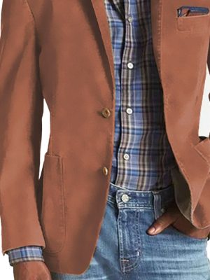 Retro Casual Blazer with 3 Pockets – Solid Color Lightweight Jacket, Ships in 24 Hours