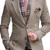 Vintage Herringbone Blazer – Single-Breasted Lapel Jacket with Multi-Pockets, Ships in 24 Hours