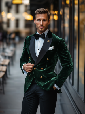 Men's Vintage Velvet Double-Breasted Blazer – Fast 24-Hour Shipping