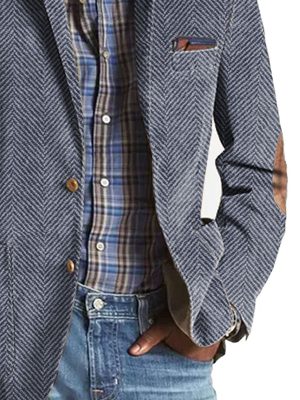 Vintage Herringbone Suede Blazer with 3 Pockets – Casual Jacket, Ships in 24 Hours
