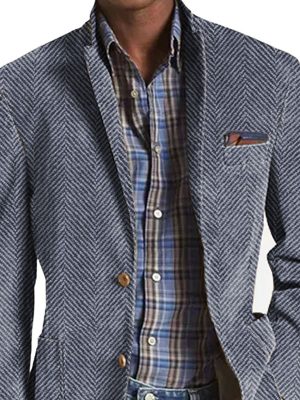 Vintage Herringbone Suede Blazer with 3 Pockets – Casual Jacket, Ships in 24 Hours
