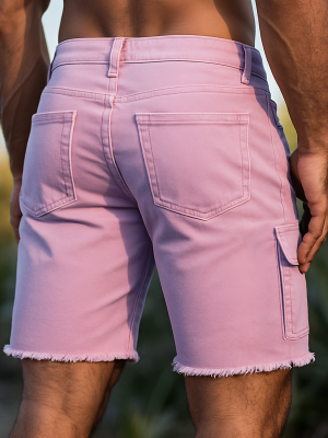 Retro Pink Denim Cargo Shorts for Women – Fast 24-Hour Shipping, Fashionable Summer Short Pants
