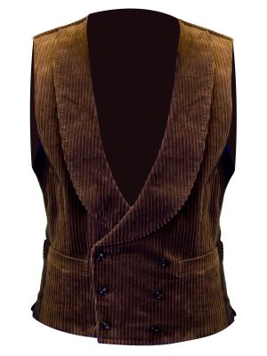 Vintage Corduroy Double-Breasted Vest – Classic Solid Color Waistcoat with 24-Hour Shipping