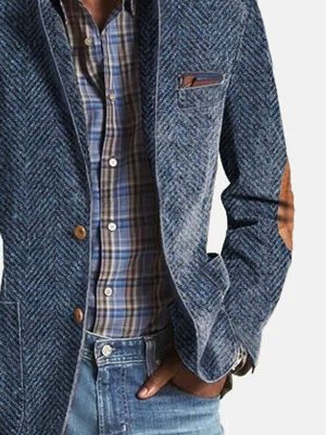 Vintage Herringbone Suede Blazer with 3 Pockets – Casual Jacket, Ships in 24 Hours