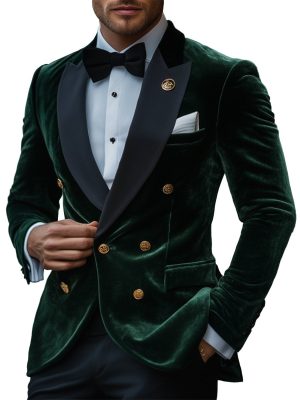 Men's Vintage Velvet Double-Breasted Blazer – Fast 24-Hour Shipping