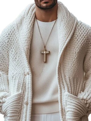 Men's Warm Knitted Cardigan with Lapel & Double Pockets – Solid Color, Single-Breasted, Fast 24-Hour Shipping