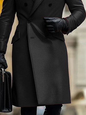 Business Leather Double-Breasted Lapel Coat – Fast 24-Hour Shipping