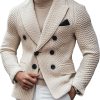 Vintage Double-Breasted Knitted Blazer with 3-Pocket Design – Business Lapel Jacket, Ships in 24 Hours