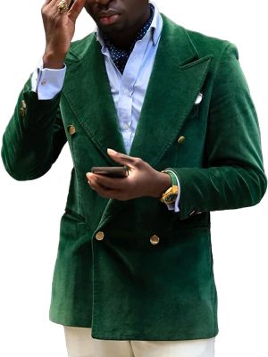 Retro Gold Velvet Blazer - Solid Color Double-Breasted Casual Jacket with 24-Hour Shipping