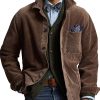 Men's Vintage Corduroy Blazer Jacket - Single Breasted Solid Color with 24-Hour Shipping