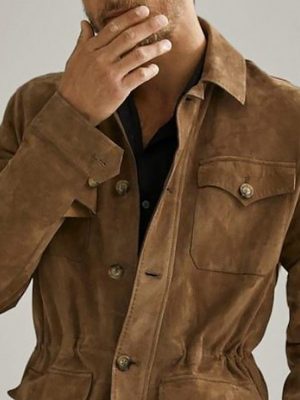 Men's Vintage Suede Safari Jacket with Lapel & Multi-Pockets – Fast 24-Hour Shipping