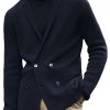 Knitted Double-Breasted Jacket with Notched Lapel & Functional Pockets – Ships in 24 Hours