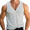 Men's V-Neck Striped Tank Top – Casual Contrast Sleeveless T-Shirt for Summer